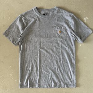 Carhartt Loose Fit T-Shirt Men Small Gray Crew Neck Cotton Casual Pocket Tee